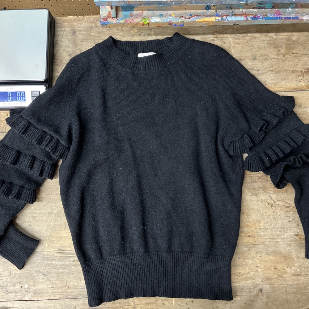 Line & Dot Black Ruffle Sleeve Sweater Anthropologie Size XS